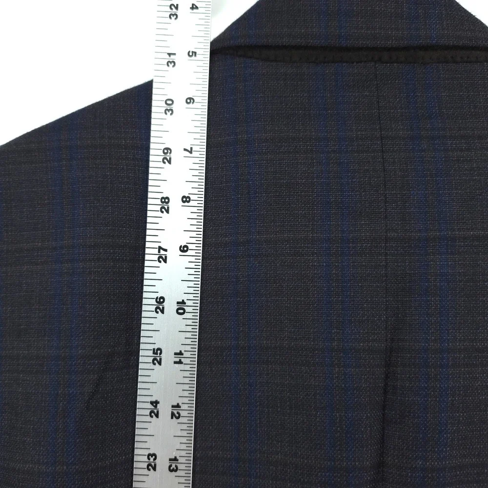 Canali 1934 Mens Wool Sport Coat Blazer 44R IT54 Charcoal Blue Windowpane Italy